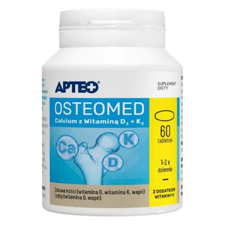 APTEO Osteomed Calcium z Witaminą D3 + K2, 60 tabl: ceny i cechy