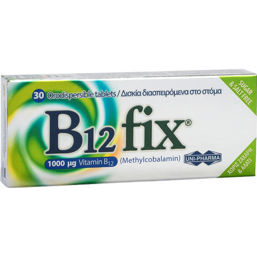 UNI-PHARMA B12 fix Vitamina pentru Sănătatea Sistemului Nervos 1000mcg 30 Tablete