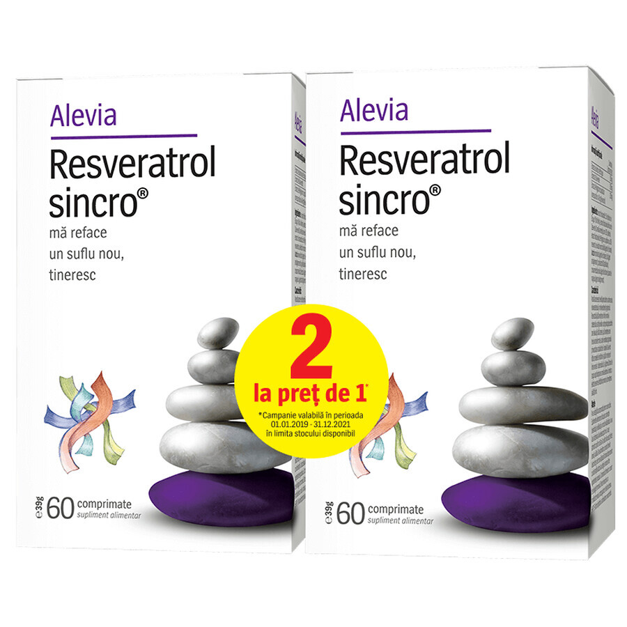 Resveratrol Sincro, 60 comprimate, Alevia (1+1 pret special)