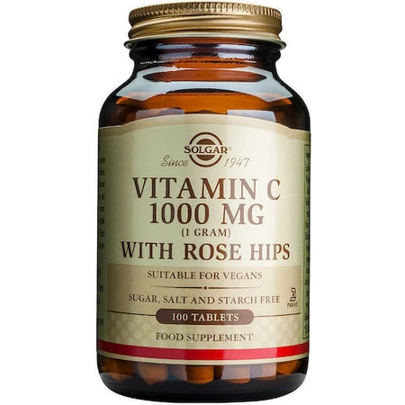 Solgar Vitamine C met Rozenbottels Vitamine voor ondersteuning van het immuunsysteem, de huid en antioxidanten 1000mg 100 tabletten