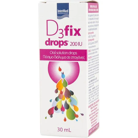 InterMed D3 Fix Vitamine Druppels voor Versterking Immuunsysteem & Eiergezondheid 200iu 30ml