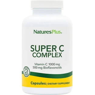 Nature's Plus Super C Complex Vitamina pentru Întărirea Sistemului Imunitar, Pielea & Acțiune Antioxidantă 1000mg 30 capace