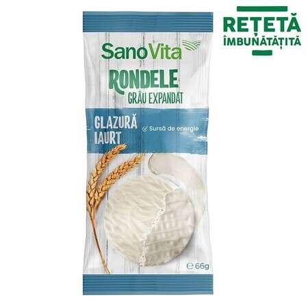 Redondo de trigo expandido con glaseado de yogur, 66 gr, Sanovita