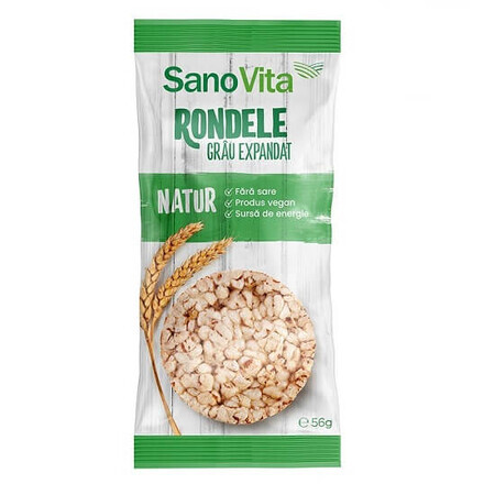 Redondo de trigo expandido Natur, 56 gr, Sanovita