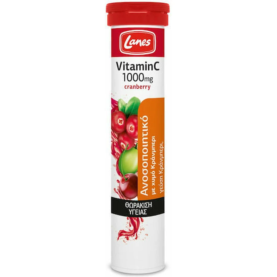 Lanes Vitamine C Eff Vitamine pour renforcer le système immunitaire, la peau et l'action antioxydante 1000mg Canneberge 20 tabs eff