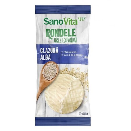 Redondo de arroz expandido con glaseado blanco, 66 gr, Sanovita