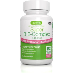 iGennus Super B12 Vitaminecomplex voor de gezondheid van het zenuwstelsel 180 tabletten voor sublinguaal gebruik
