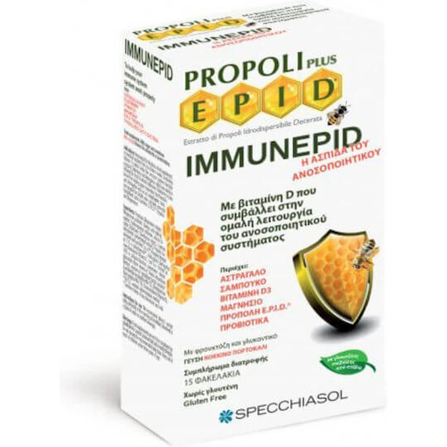 Specchiasol Propolis Plus Epid Immunepid Suplemento Inmunoestimulante 15 sobres Rojo Naranja