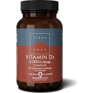 TerraNova Vitamine D3 Complex Vitamine voor Versterking Immuunsysteem & Ei-gezondheid 2000iu 50 plantaardige capsules
