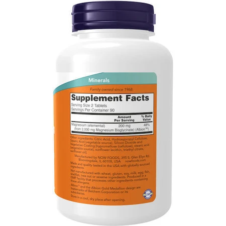 Now Foods Glycinate de Magnésium 180 Comprimés