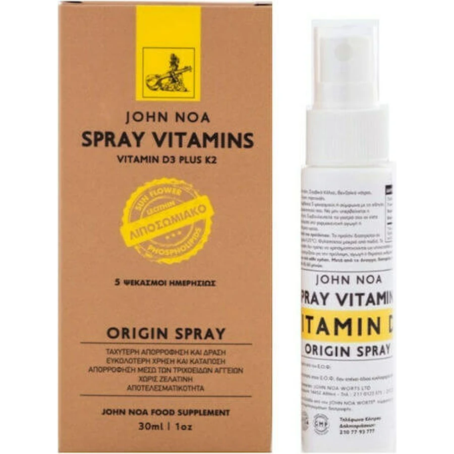John Noa Origin Vitamine D3 Plus K2 Vitamine Spray voor Versterking Immuunsysteem & Vogelgezondheid 30ml