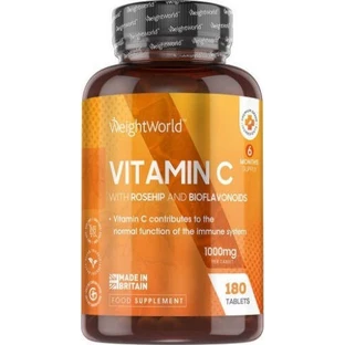 WeightWorld Vitamin C with Rosehip & Bioflavonoids Vitamin for Immune Support, Skin & Antioxidant Action 1000mg 180 Tablets