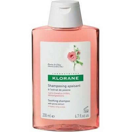 Shampooing pour cuir chevelu irrité à la pivoine, 200 ml, Klorane