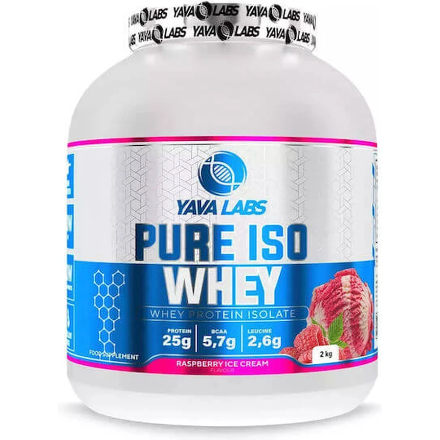 Yava Labs Pure Iso Whey Proteină Din Zer cu Aromă Înghețată de zmeură 2kg