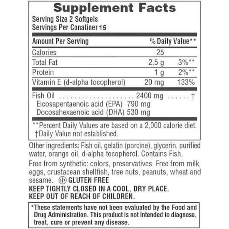 Nature's Plus Omega 3 Maximum Fish Oil 30 kapsułek niearomatyzowanych: ceny i cechy