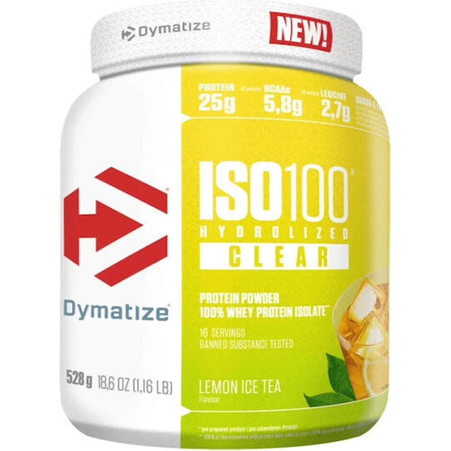 Dymatize ISO 100 Proteine del siero del latte idrolizzate chiare con gusto Lollipop ai frutti di bosco 528gr