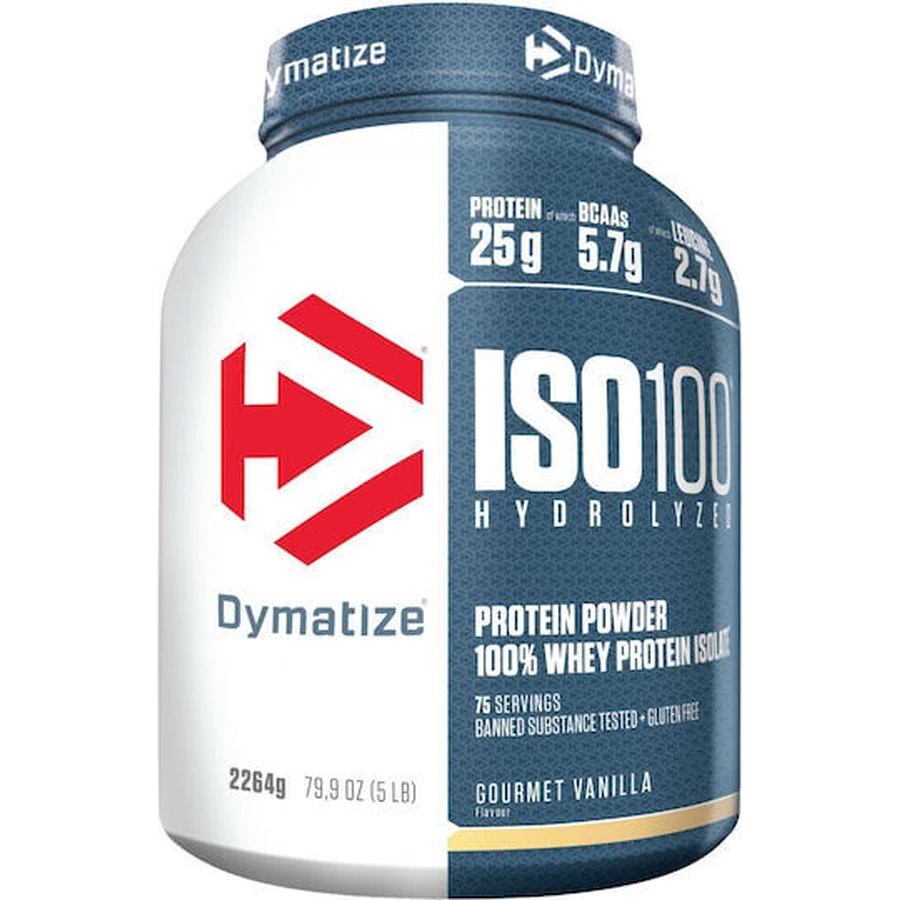Dymatize ISO 100 Proteína de Suero Hidrolizada Sin Gluten con Sabor Vainilla Gourmet 2.264kg