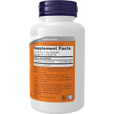 Now Foods L-triptofano 60 capsule vegetali non aromatizzate