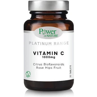Power Of Nature Platinum Range Vitamin C Vitamina Bioflavonoide din citrice Fructe de trandafir de șolduri pentru Întărirea Sistemului Imunitar, Pielea & Acțiune Antioxidantă 1000mg 30 Tablete