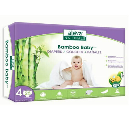 Scutec Bambus Baby Nr.4, 9-13Kg, 26 Stück, Aleva Naturals