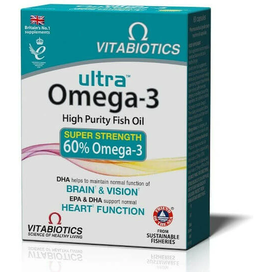 Vitabiotics Ultra Omega-3 Super Strength Ulei de pește 60 softgels Unflavoured