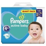 Diapers Active Baby No. 4+, 10- 15 kg, 70 pieces, Pampers