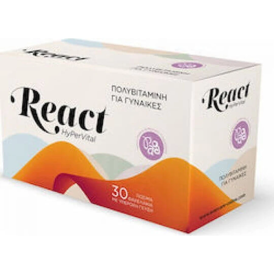 Evercare React HyPerVital Multivitamină pentru Energie, Întărirea Sistemului Imunitar & Sistemul Nervos 30 pliculețe