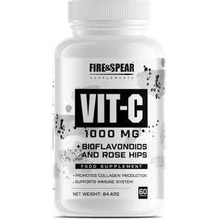 Fire & Spear Vit C Vitamina pentru Energie, Întărirea Sistemului Imunitar & Pielea 1000mg potrivit pentru adulți 50+ 60 Tablete