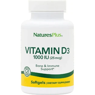 Nature's Plus Witamina D3 dla wsparcia odporności i zdrowia jaj 1000iu 30 kapsułek miękkich