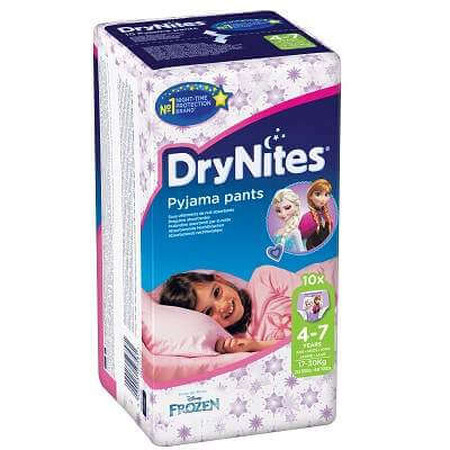 Pañales DryNites para niñas, 4-7 años, 17-30 kg, 10 unidades, Huggies