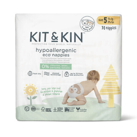 Hypoallergene luiers Eco Nr. 5, +11 kg, 30 stuks, Kit&amp;Kin