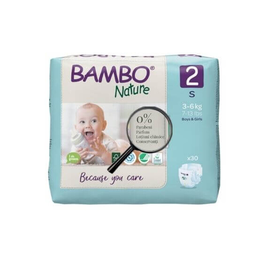 Scutece Nr. 2, 3- 6 kg, 30 bucati, Bambo Nature