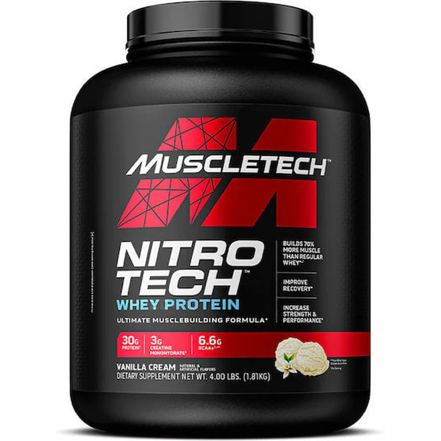 MuscleTech Nitrotech Whey Protein Białko Serwatkowe z Kreatyną i Smakiem Kremu Waniliowego 1,8kg: ceny i cechy