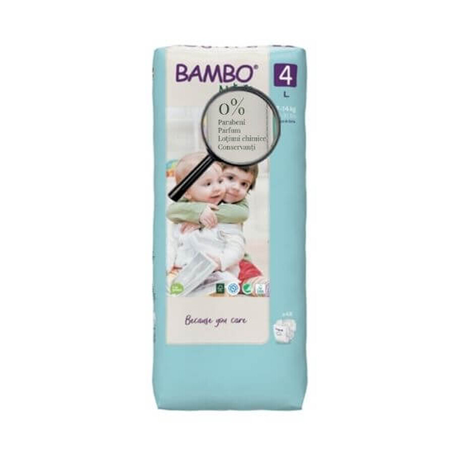 Pañales nº 4, 7-14 kg, 48 unidades, Bambo Nature