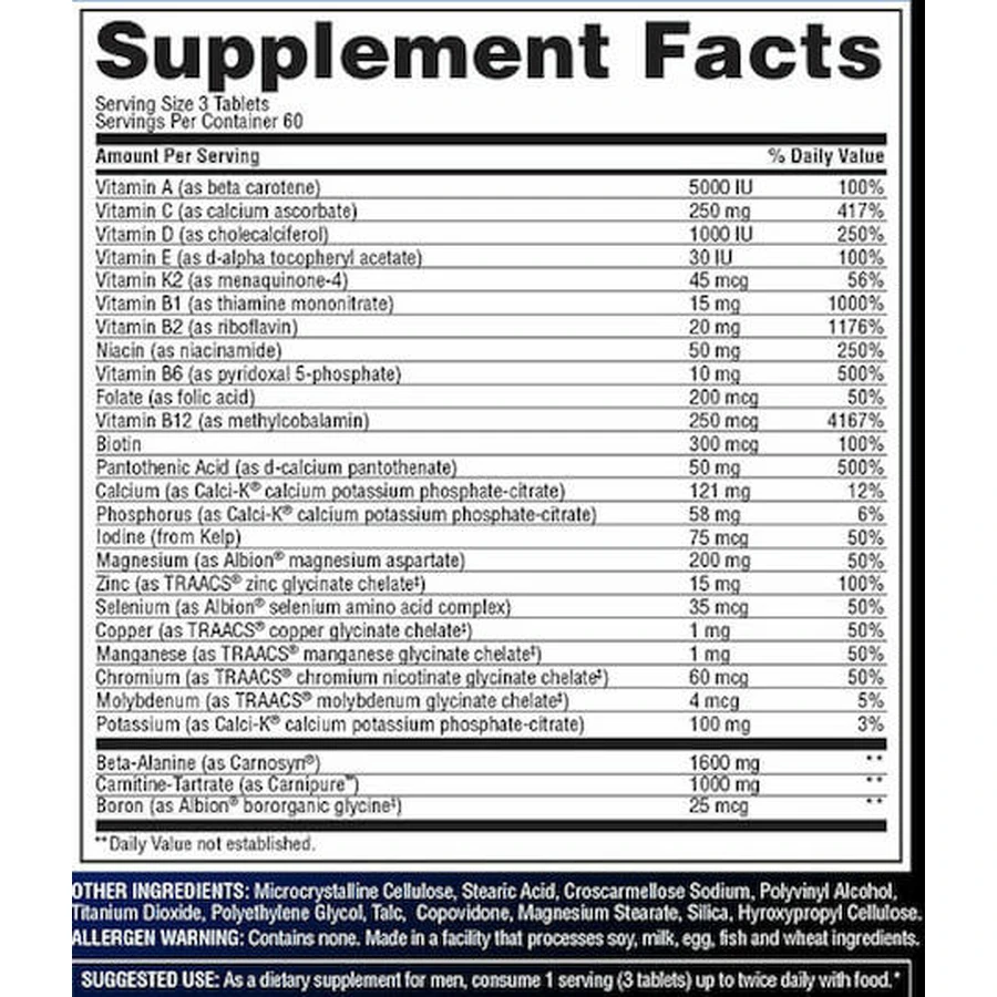 Gaspari Nutrition Anavite Multivitaminico per il potenziamento del sistema energetico e immunitario 180 compresse