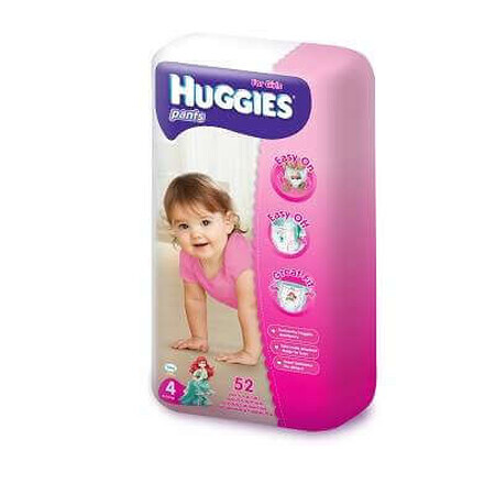 Pannolini Pantaloni - Ragazza, Mega no 4, 9-14 kg, 52 pezzi, Huggies