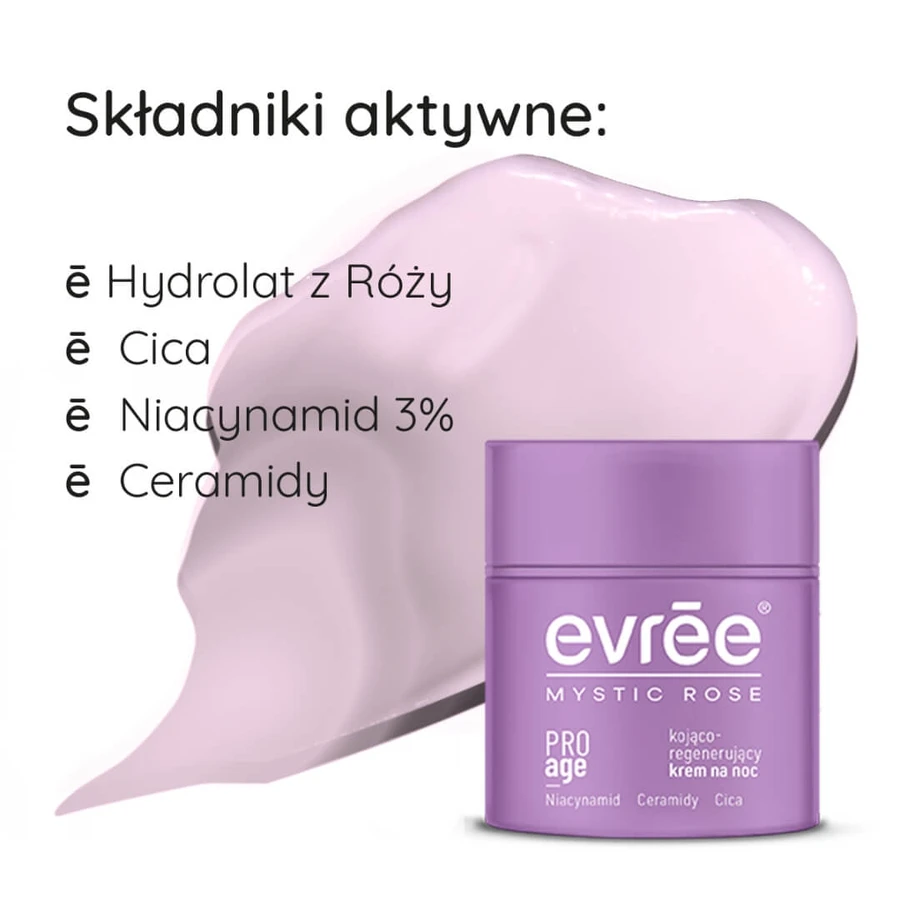 Evree Mystic Rose Pro Age, cremă de noapte calmantă și regenerantă, 50 ml