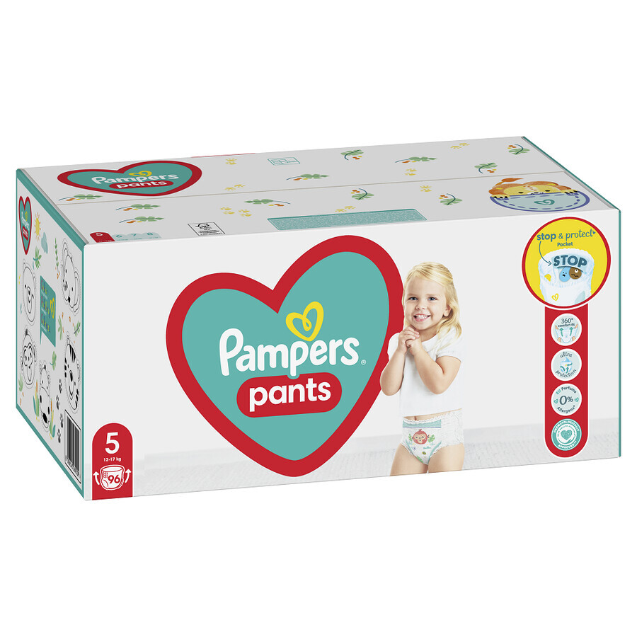 Pañales Pants Junior No. 5, 12-17 kg, 96 piezas, Pampers