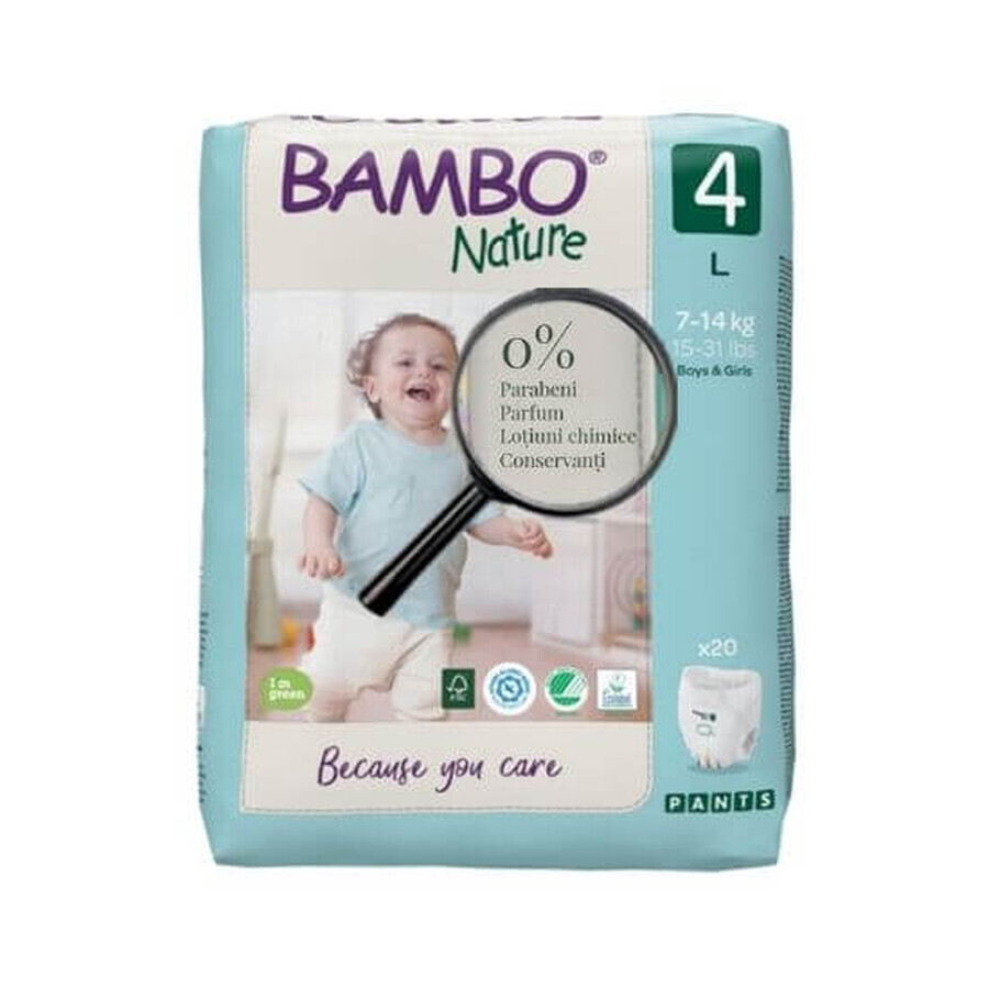 Scutece Pants Nr. 4, 7-14 kg, 20 bucati, Bambo Nature