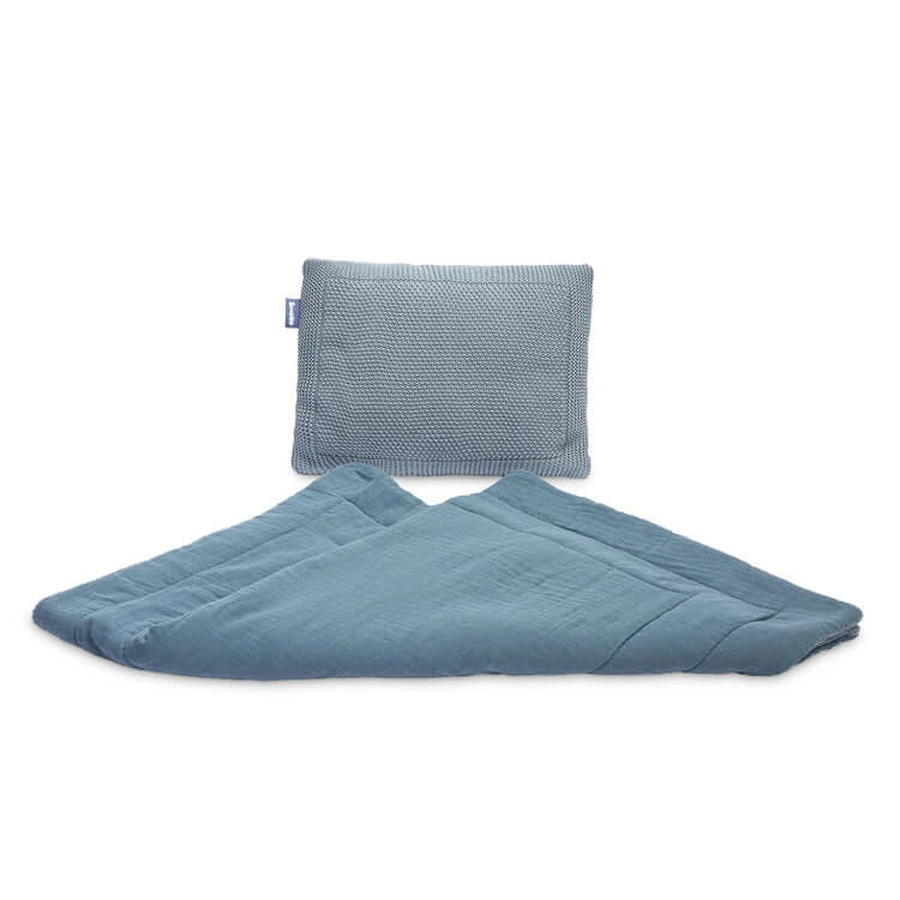 Mousseline set voor bed of kinderwagen Blauw