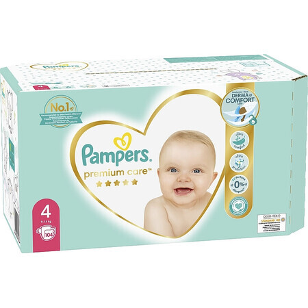 Premium Care Windeln Nr. 4, 9-14 Kg, 104 Stück, Pampers