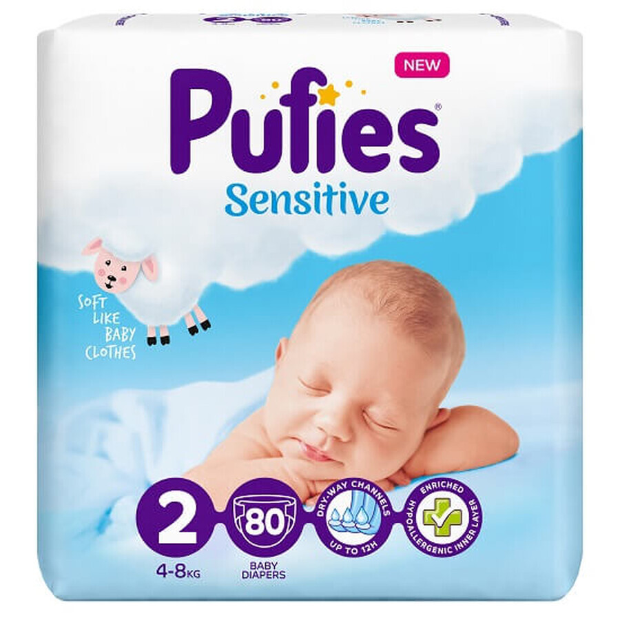 Sensitive Luiers Nr. 2, 4-8 kg, 80 stuks, Pufies