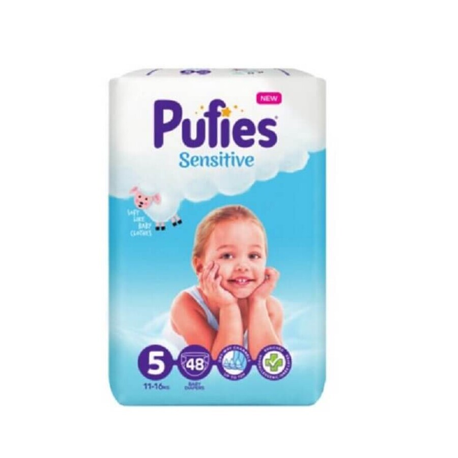 Scutece Sensitive Nr. 5, 11- 16 Kg, 48 bucati,  Pufies