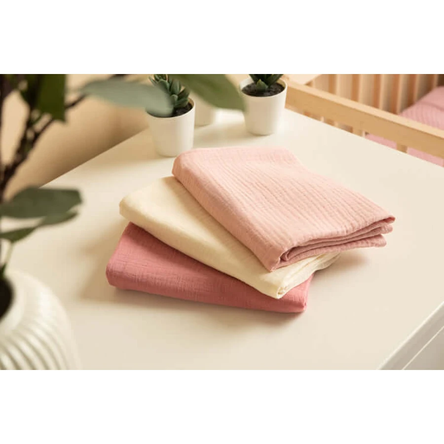 Pañales Muselina Uniforme Rosa 3 Unidades 60X80Cm