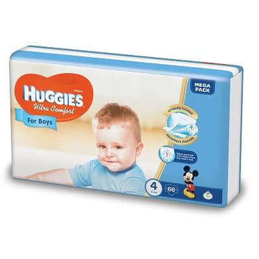 Couche garçon Ultra Comfort No. 4, 8-14 kg, 66 pièces, Huggies