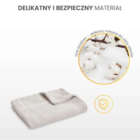 Decke 100% Baumwolle Moli Hellgrau Sensillo