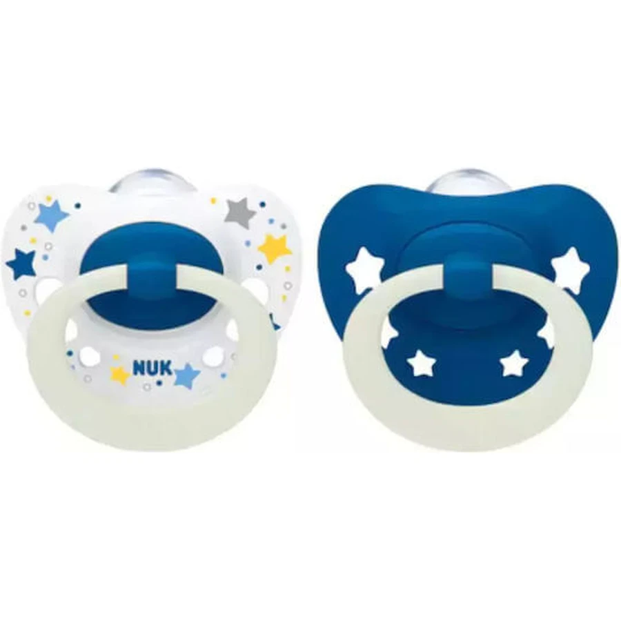 Nuk Signature Chupetes de Silicona Chupete con funda Azul para 0-6 meses 2pcs