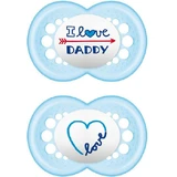 Chupetes Ortodónticos Mam Silicone I Love Daddy - Azul claro para 6-16 meses 2pcs