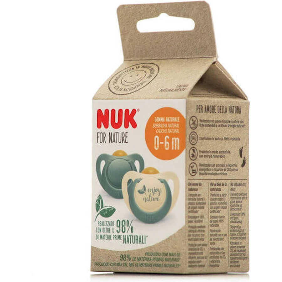 Nuk 10737879 Kieferorthopädische Schnuller Gummi Genießen Sie die Natur - Grün für 0-6 Monate 2pcs