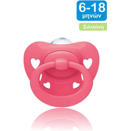 Nuk Signature Silikon kieferorthopädische Schnuller mit Deckel Herzen - Fuchsia Pink für 6-18 Monate